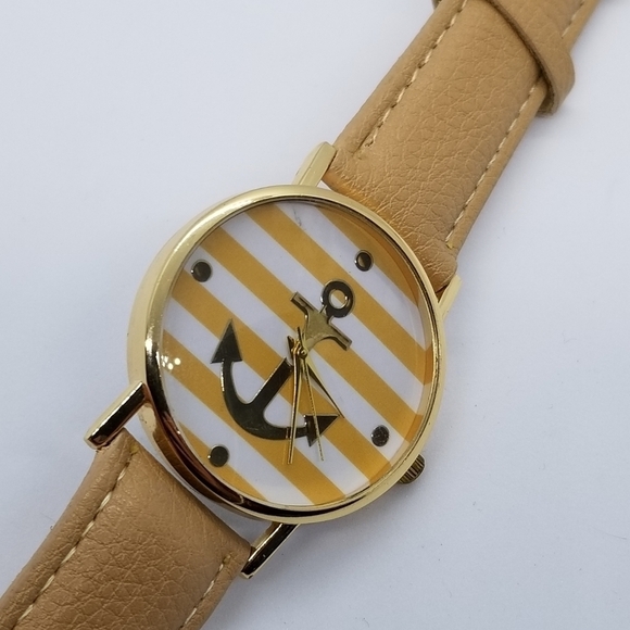 striped anchor watch with tan band - Picture 2 of 5
